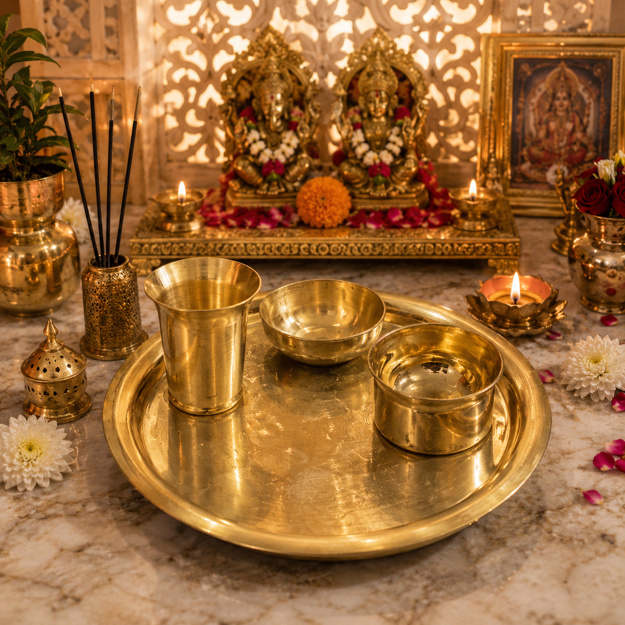 Elegant Brass Pooja Thali - Image 3
