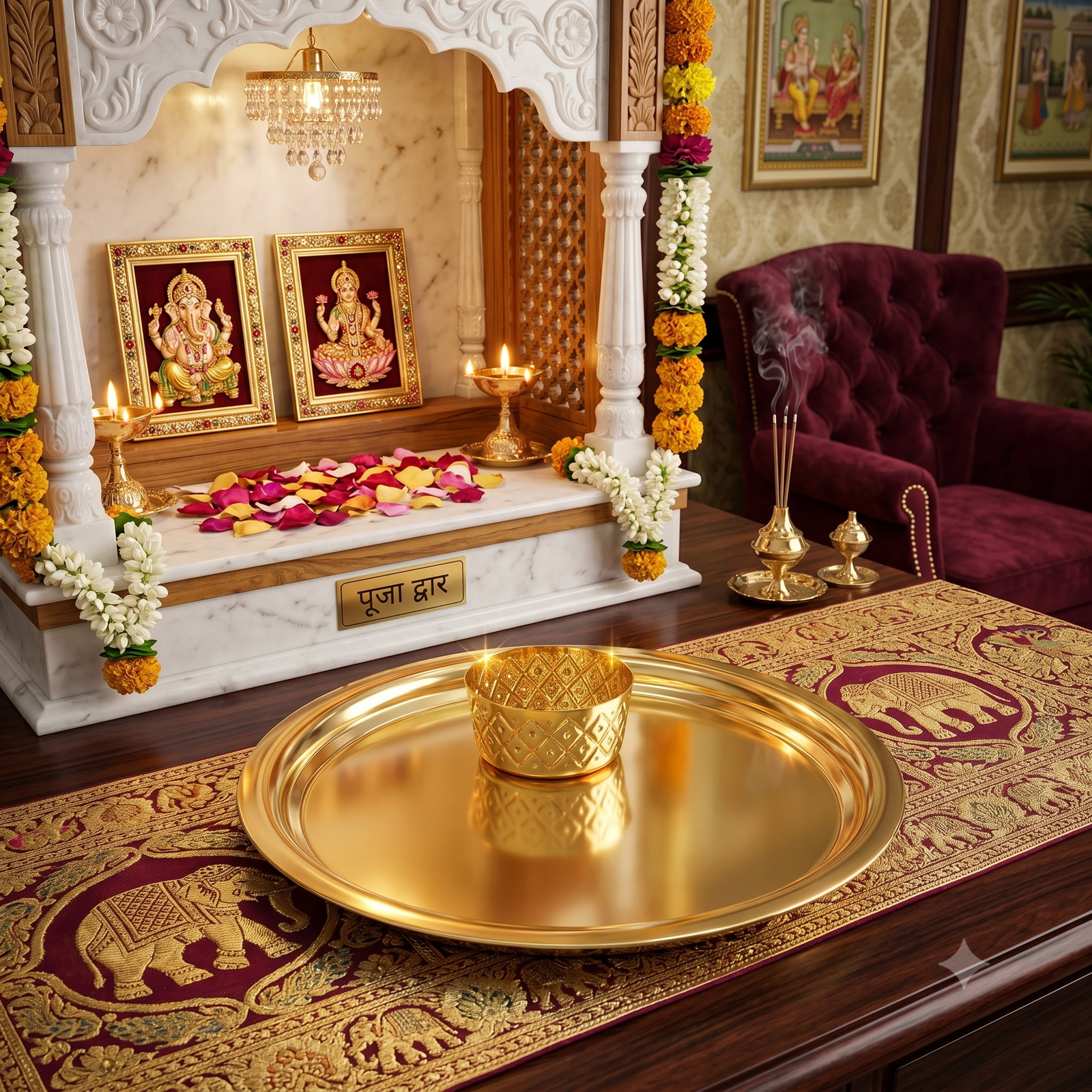Elegant Brass Pooja Thali