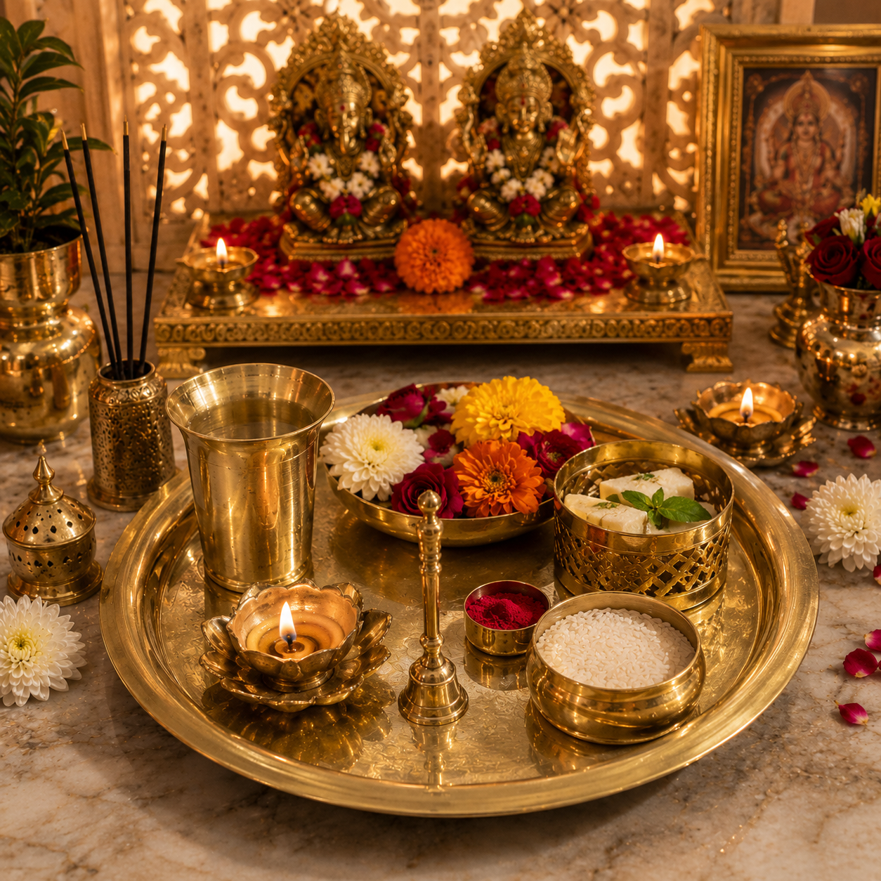 Elegant Brass Pooja Thali - Image 2
