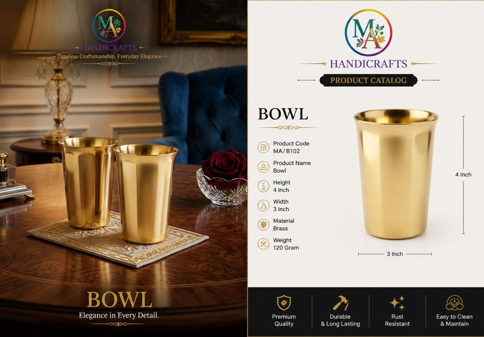 Elegant Brass Glass B102 - Image 3