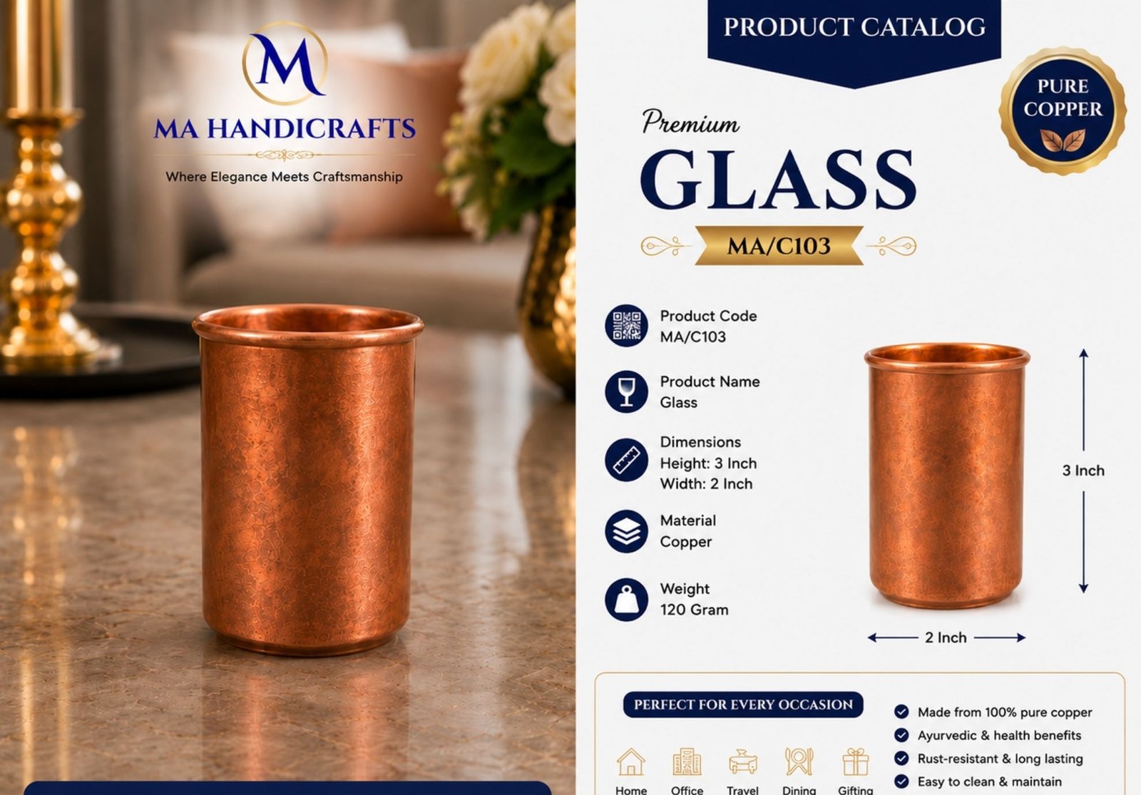Elegant Copper Glass C103 - Image 3