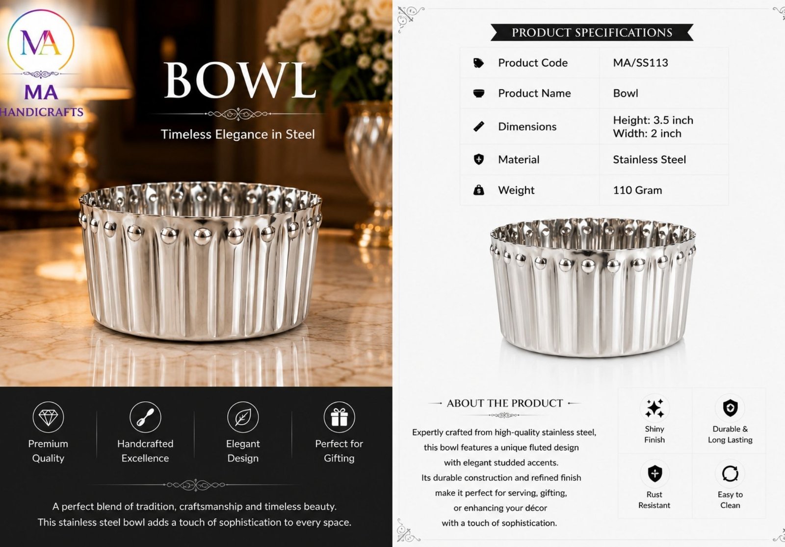 Stainless Steel Bowl SS113 - Image 3
