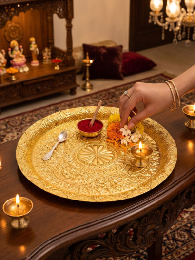 Elegant Brass Pooja Thali