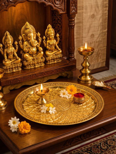 Elegant Brass Pooja Thali