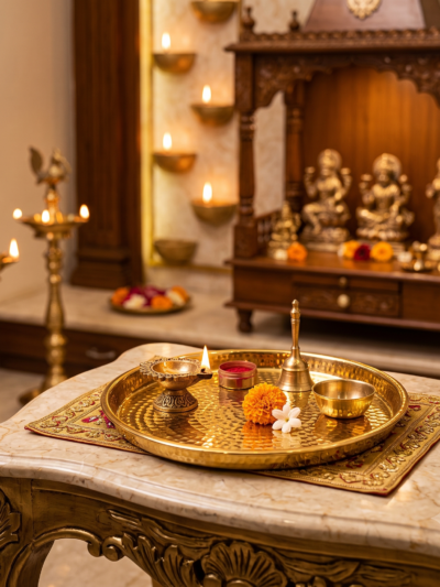 Elegant Brass Pooja Thali