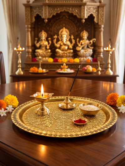 Elegant Brass Pooja Thali