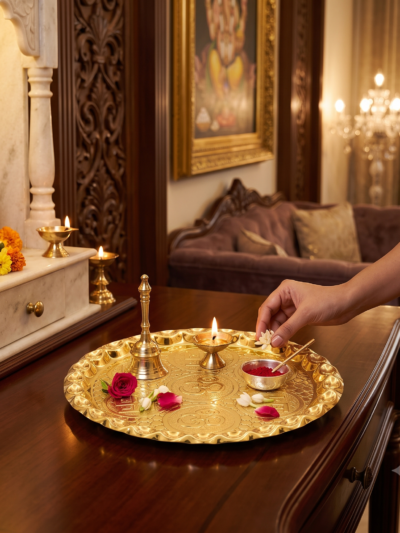 Elegant Brass Pooja Thali