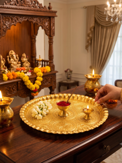 Elegant Brass Pooja Thali