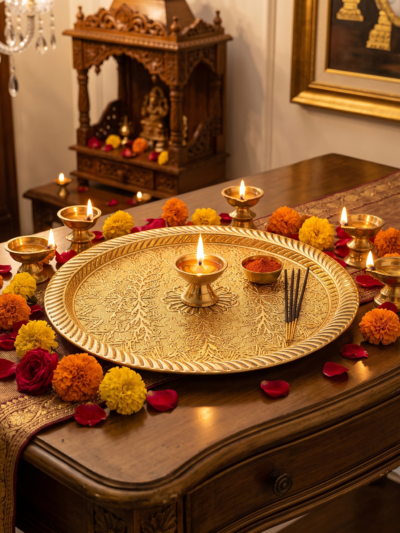Elegant Brass Pooja Thali