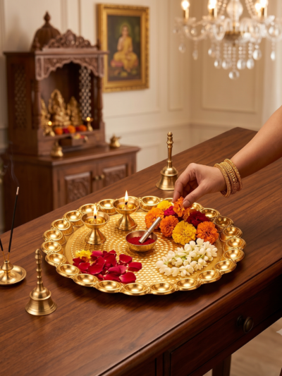 Elegant Brass Pooja Thali