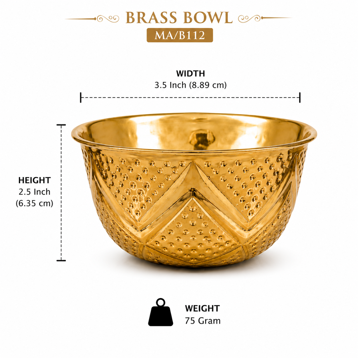 Elegant Brass Bowl B112 - Image 2