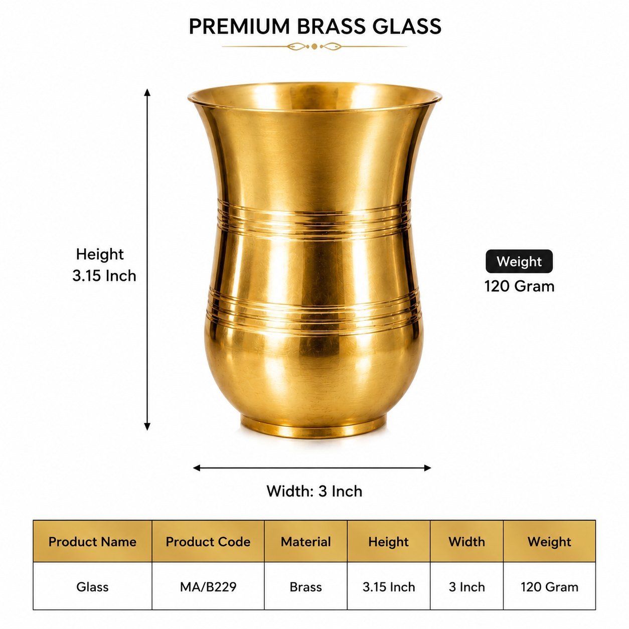Elegant Brass Glass B229 - Image 2