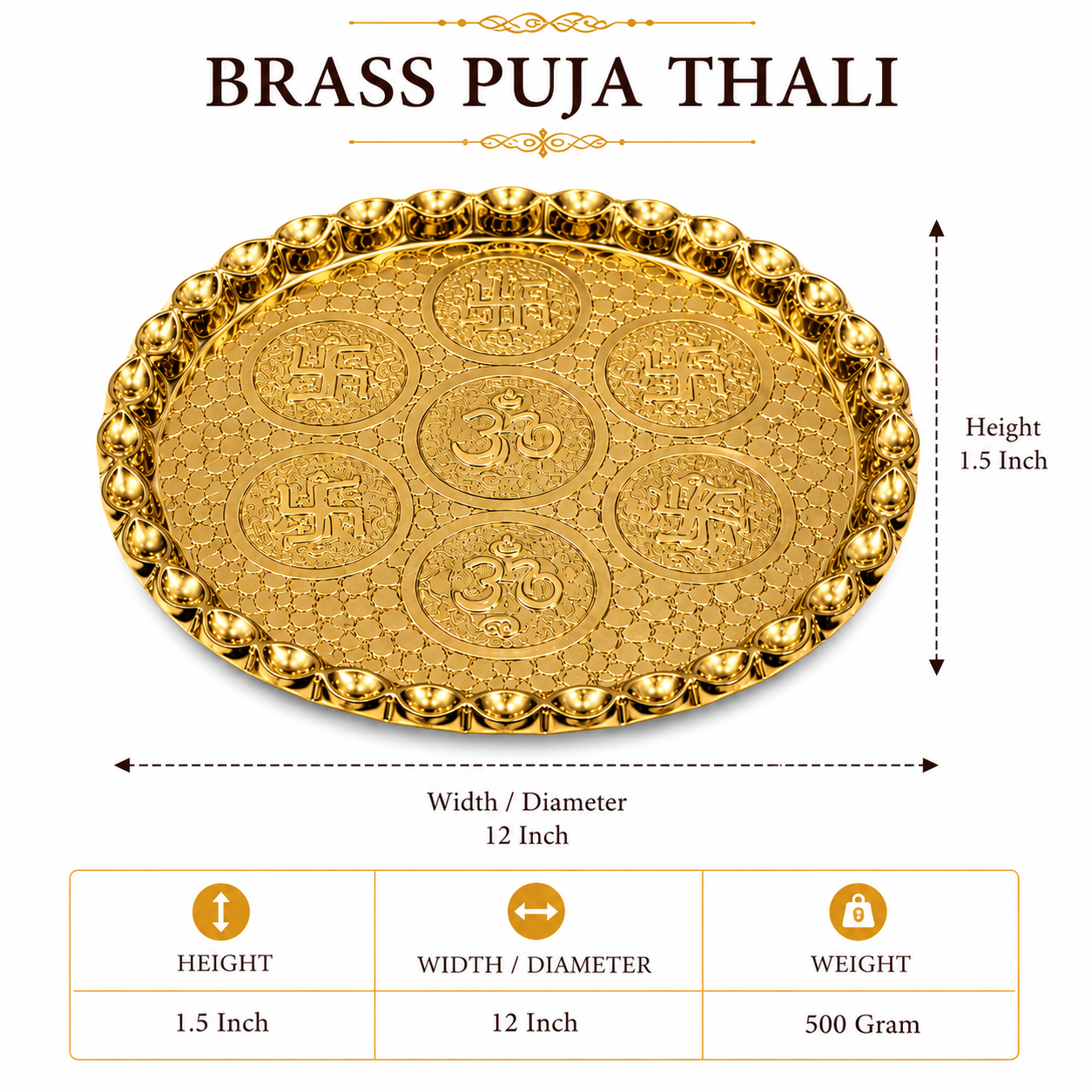 Elegant Brass Pooja Thali - Image 2