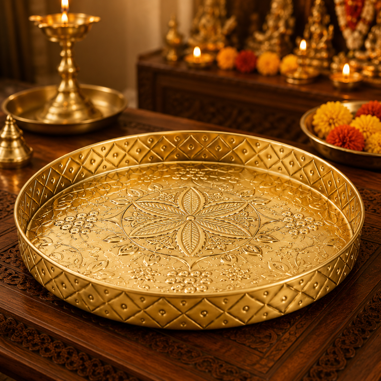 Elegant Brass Pooja Thali