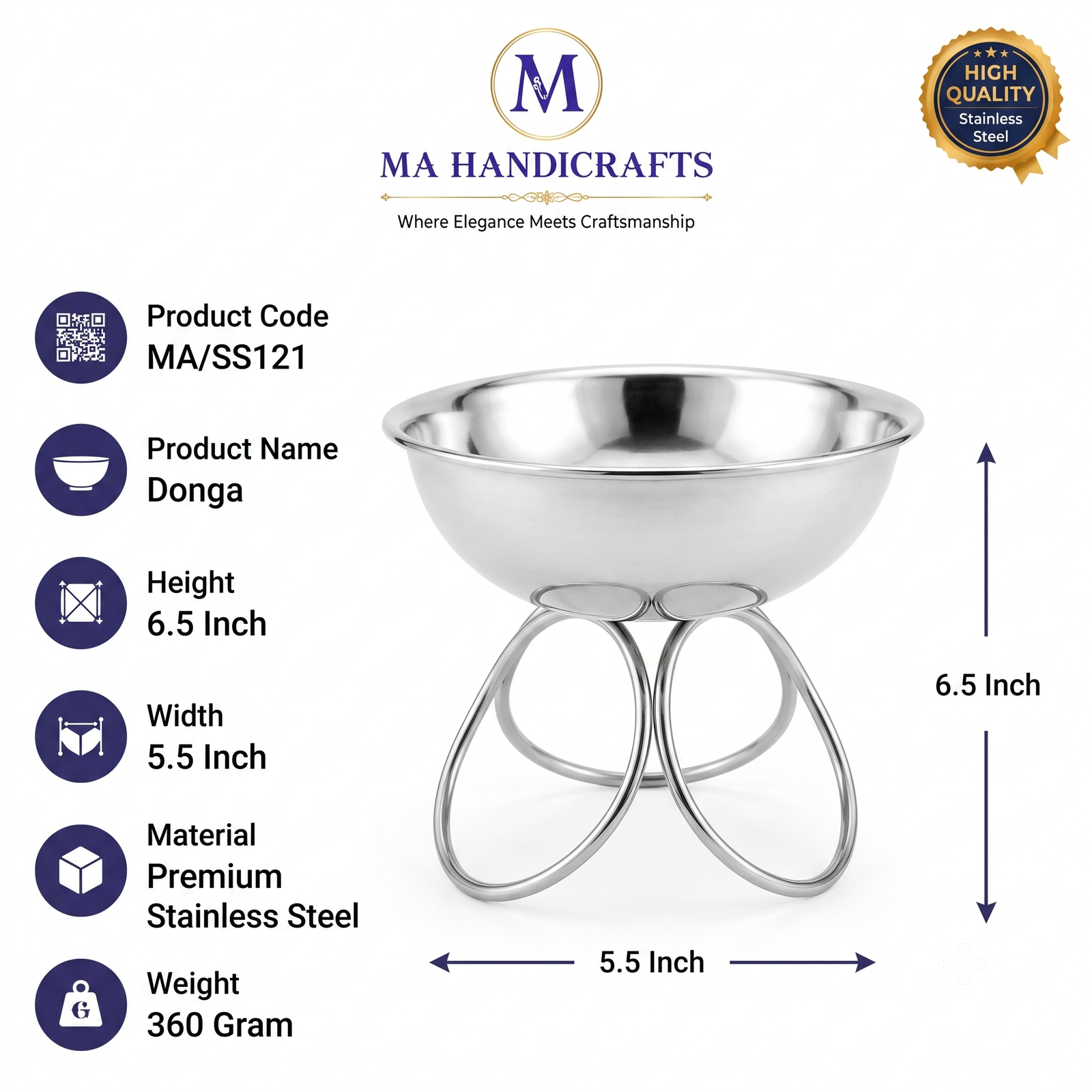 Stainless Steel Donga with Stand - Image 2